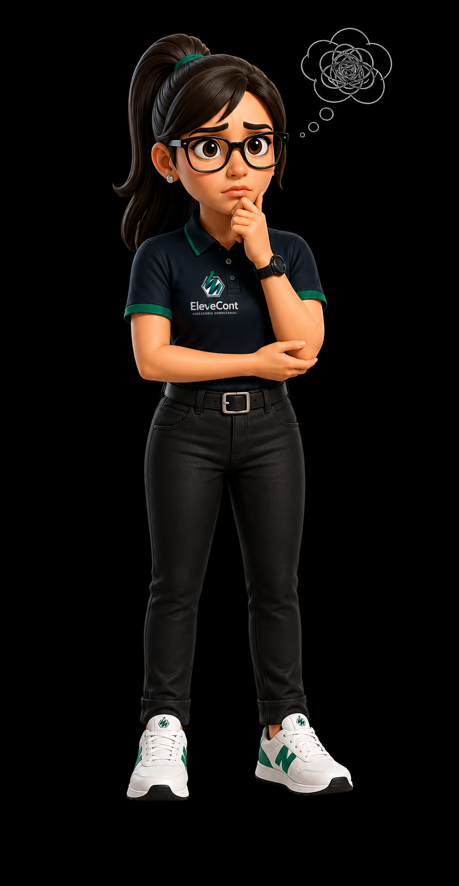 Mascote feminina preocupada